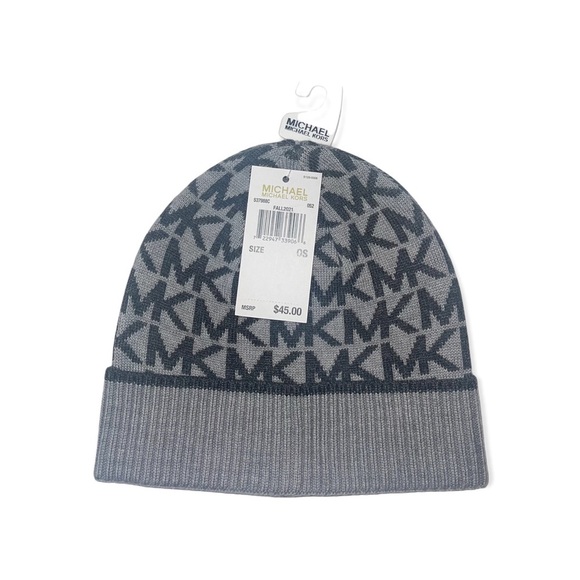 MICHAEL KORS Gray Signature MK Beanie NWT - Picture 3 of 6
